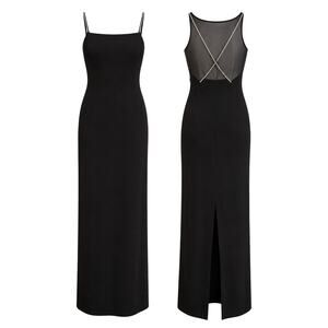 Vintage 90s CDC Evening Rhinestone Mesh Back Gown Size 12